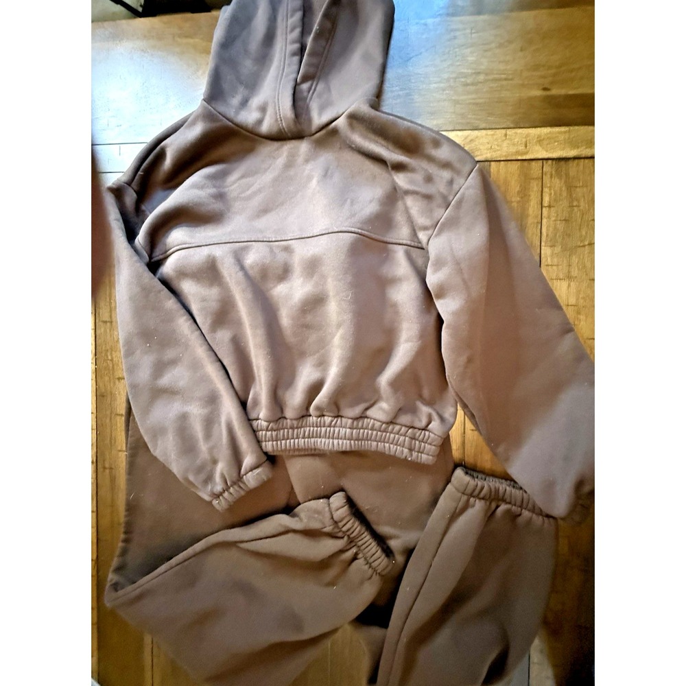 UUE Women's‎ Sweatsuit set Cropped Pullover Hooded Jacket and pants Size L